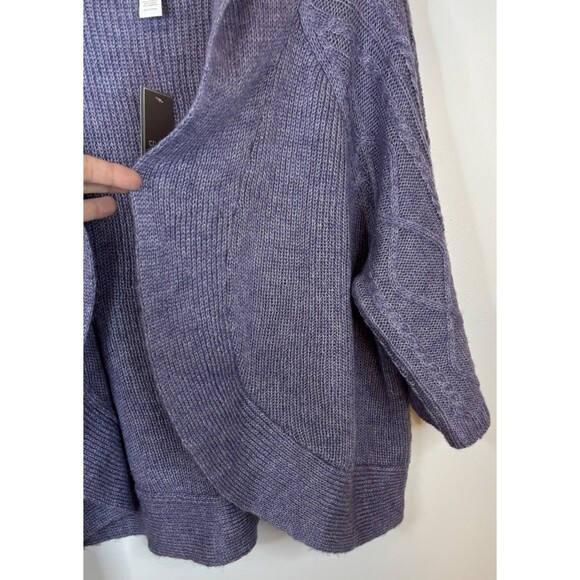 CHICOS Cora Cable Cocoon Mohair Blend Shrug Cardigan Sweater 3/XL/16 Purple Plum - Picture 6 of 11